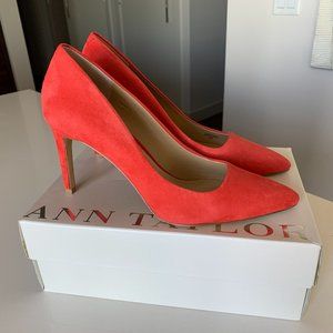 Ann Taylor Pointed Toe Suede Pumps, 3.5" straight heel